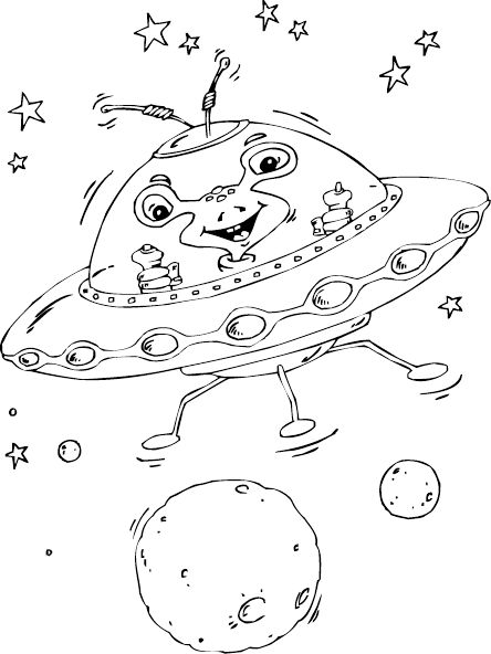 Flying Saucer Drawing At Getdrawings - Flying Saucer Coloring Page (444x592), Png Download