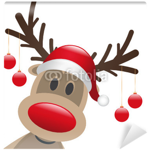 Rudolph Reindeer Red Nose Christmas Balls Wall Mural - Christmas Rudolf (400x400), Png Download