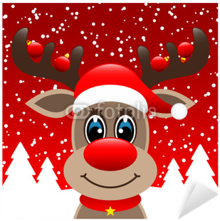 Rudolph 4 Christmas Balls Winter Forest Snowfall Red - Snow (400x400), Png Download