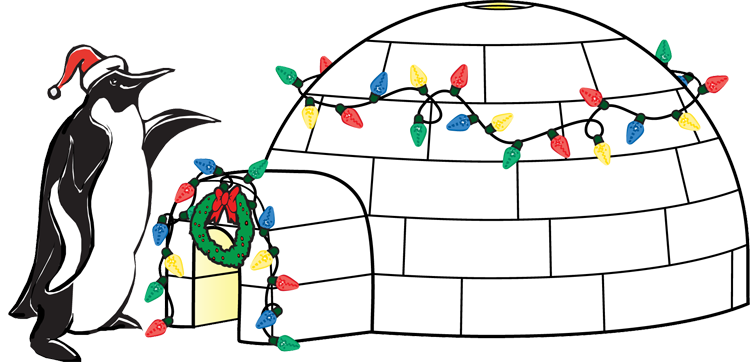Christmas Animal Clip Art - Christmas Igloo Clipart (750x362), Png Download