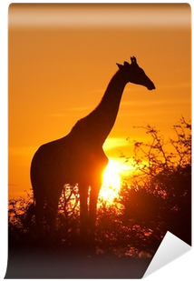 Giraffe Silhouette Sticker (oval) (400x400), Png Download