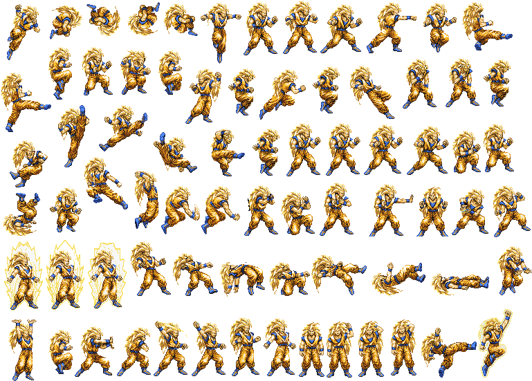 Dbz Ssj Goku Sprite Sheet By ~cy689 On Deviantart - Ssj3 Goku Mugs (800x564), Png Download