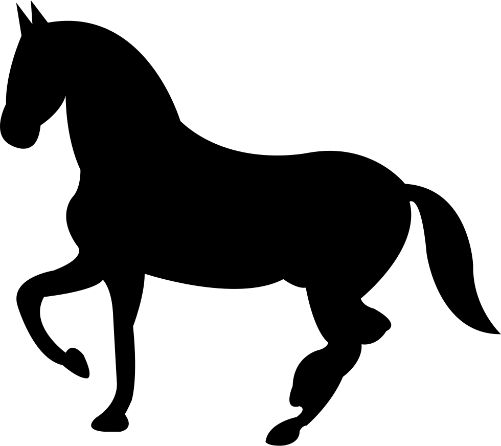 Dancing Black Horse Shape Of Side View Comments - Horse Icon Png (980x872), Png Download