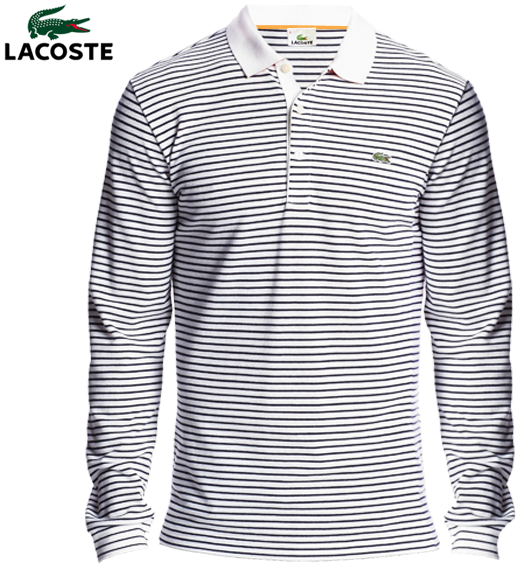 ~lacoste Striped Double Face Long Sleeve Polo - Polo Shirt (600x600), Png Download