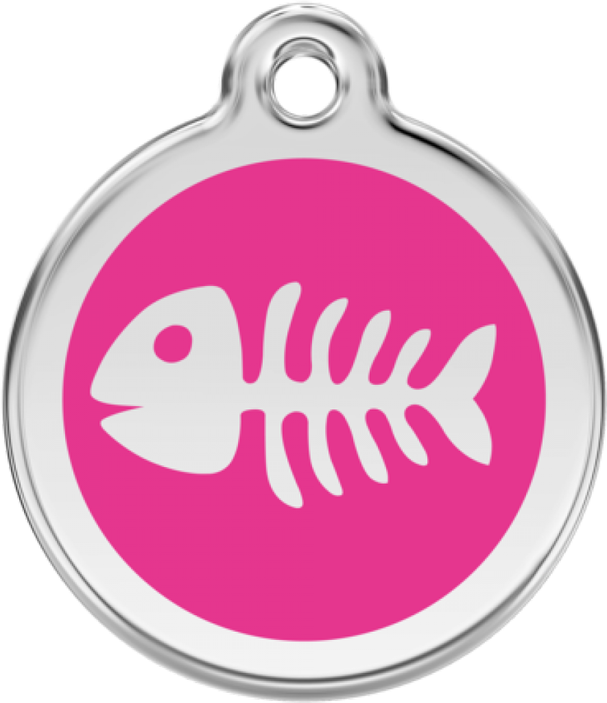 Red Dingo Fish Bone Pet Id Tag - Hot Pink (1200x1200), Png Download