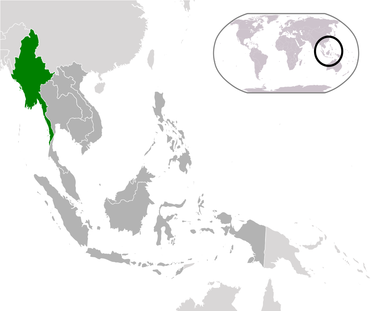 Myanmar In Asean Map (1252x1024), Png Download