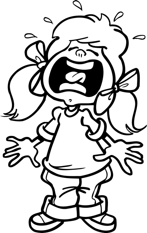 Image Free Broken Drawing Cry - Girl Crying Clipart Black And White (504x800), Png Download