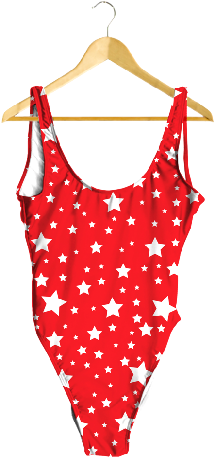 White Stars Red & Blue Split One-piece - Swimsuit (611x1024), Png Download