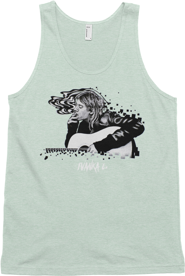 Kurt Cobain Smoking Unisex Graphic Tank Top - T-shirt (1000x1000), Png Download