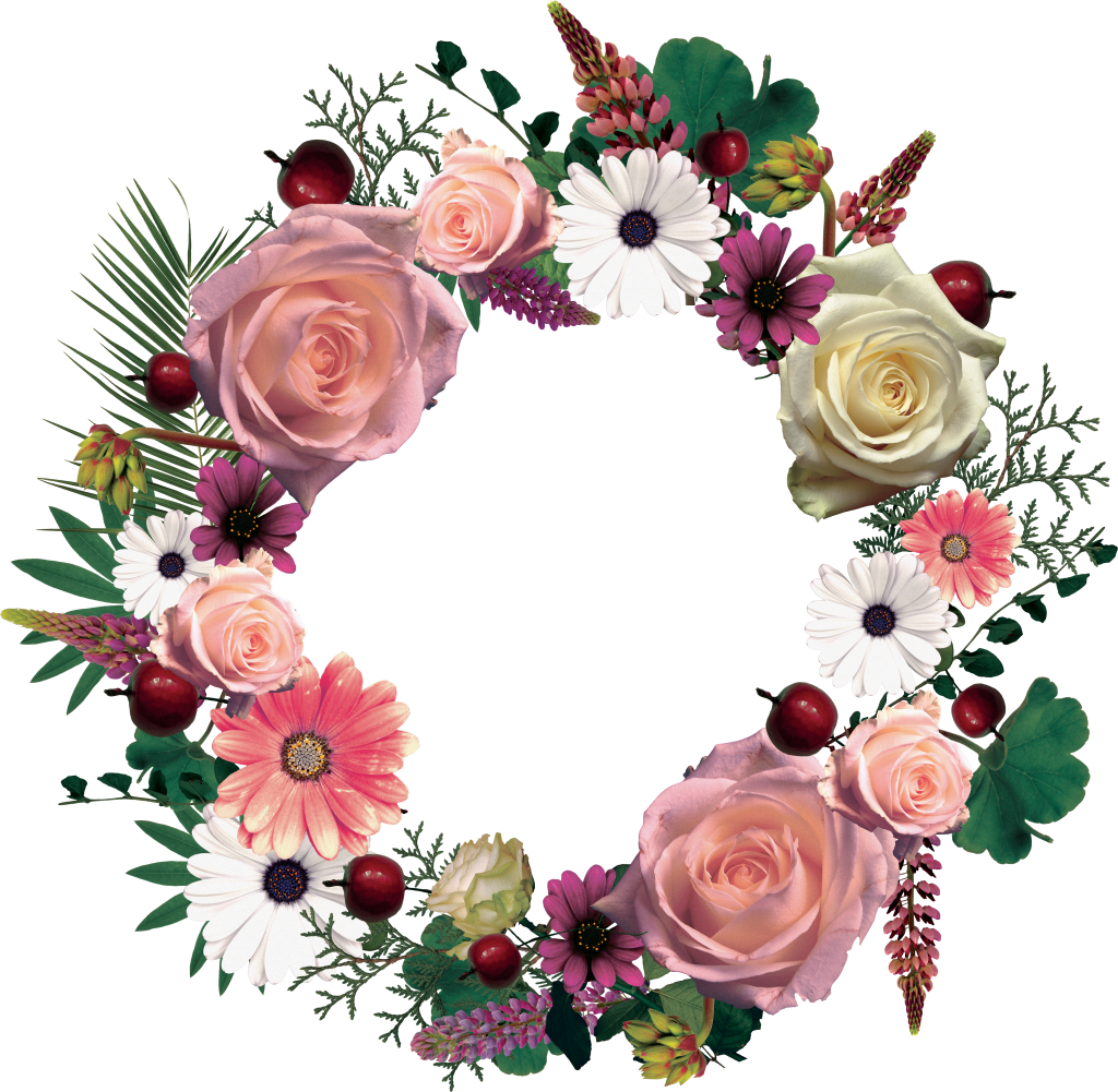 Flower Wreath Psd Source File - Картинка Венок Из Цветов (1024x1001), Png Download
