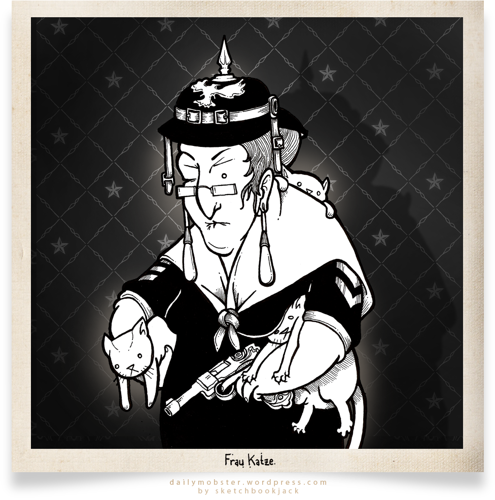 Frau Frauline Katze Katzen Crazy Old German Cat Lady - Drawing (1000x1000), Png Download