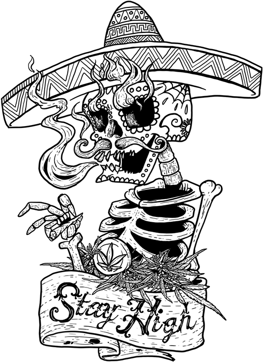 Mexican High Skull - 420 Friends (600x848), Png Download