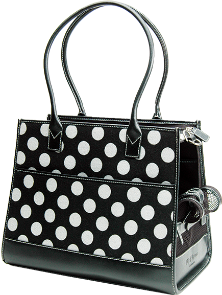 Black Wool Polka Dot & Black Leather Carrier - Necktie (600x600), Png Download