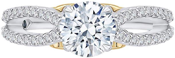 Carizza 18k Two-tone Gold Carizza Semi Mount Engagement - Pre-engagement Ring (800x800), Png Download