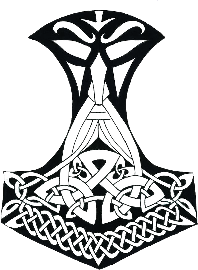 Thorshammer1 - Traditional Norse Warrior Tattoos (736x895), Png Download