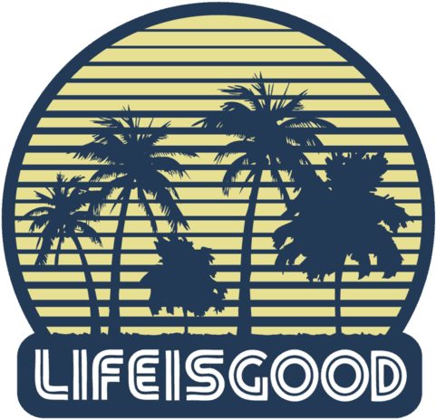Neon Palms Die Cut Sticker - Life Is Good. Die Cut Sticker (retro Lig) (570x570), Png Download