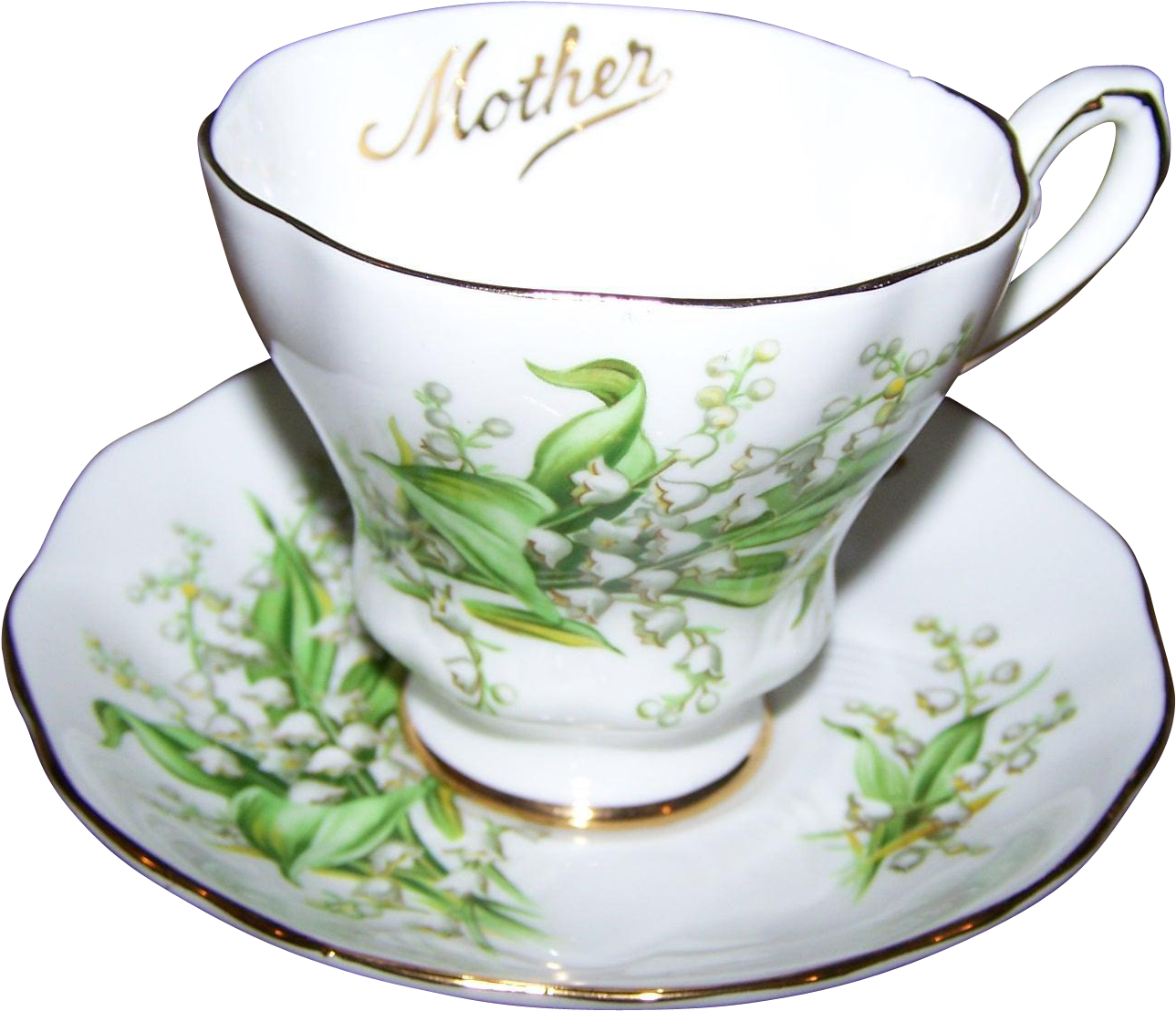 Pretty Vintage Saucer Set Lily Of Valley - Teacup (1288x1288), Png Download