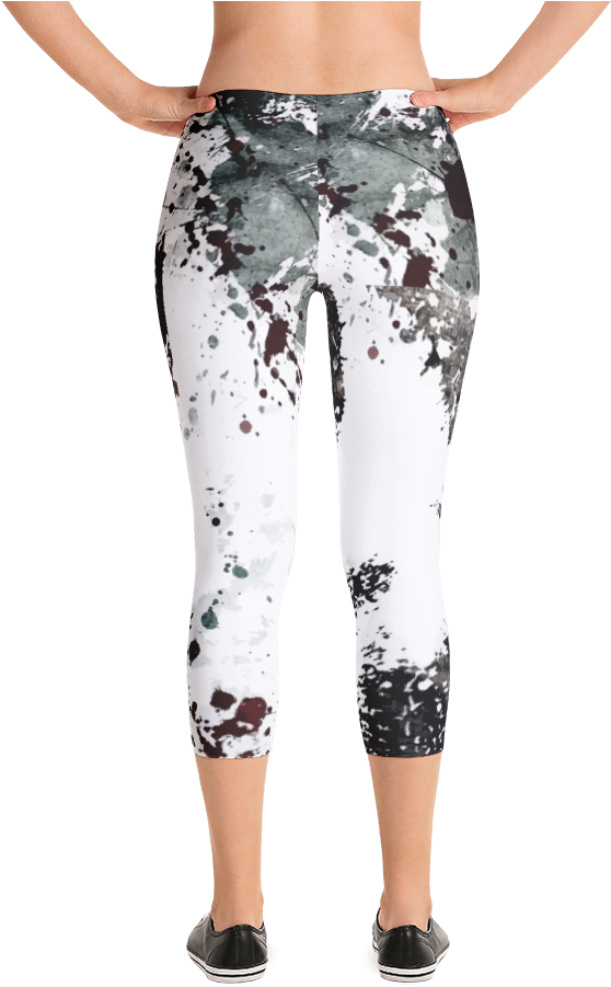 Ink Splatter Capri Leggings - Capri Pants (1000x1000), Png Download
