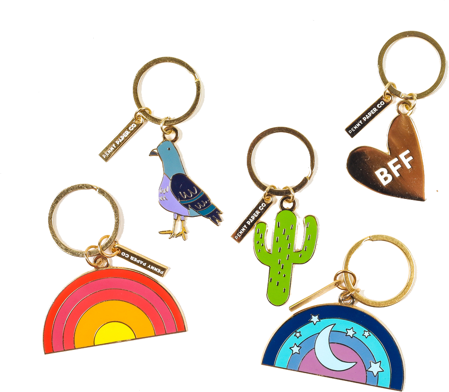 Enamel Keychain, Bff Gold Heart - Keychain (977x863), Png Download