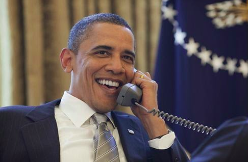 Washington Flip The House Phone Bank - Obama Making A Phone Call (486x318), Png Download