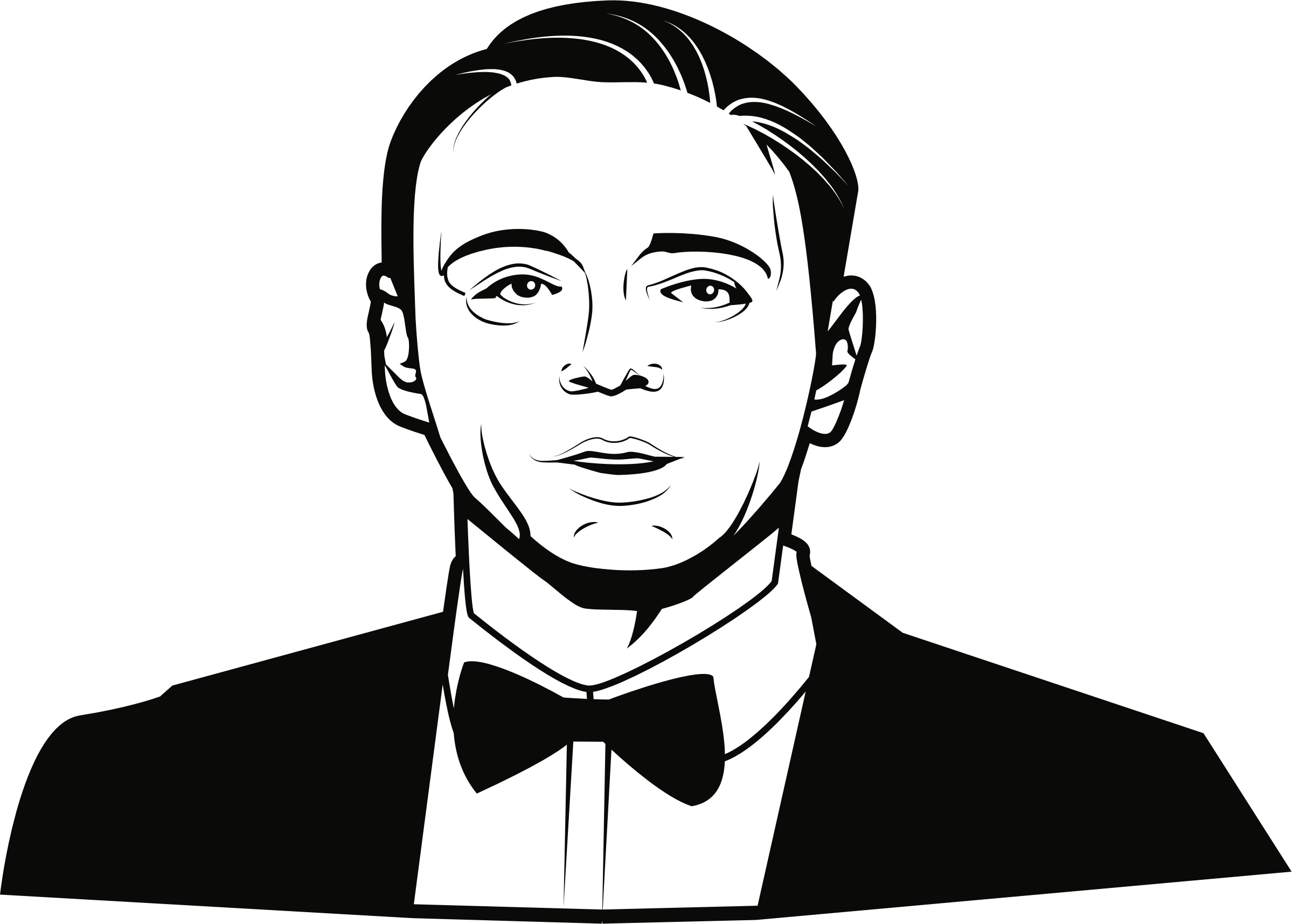 Big Image - Black And White Gentleman Clipart (2398x1715), Png Download