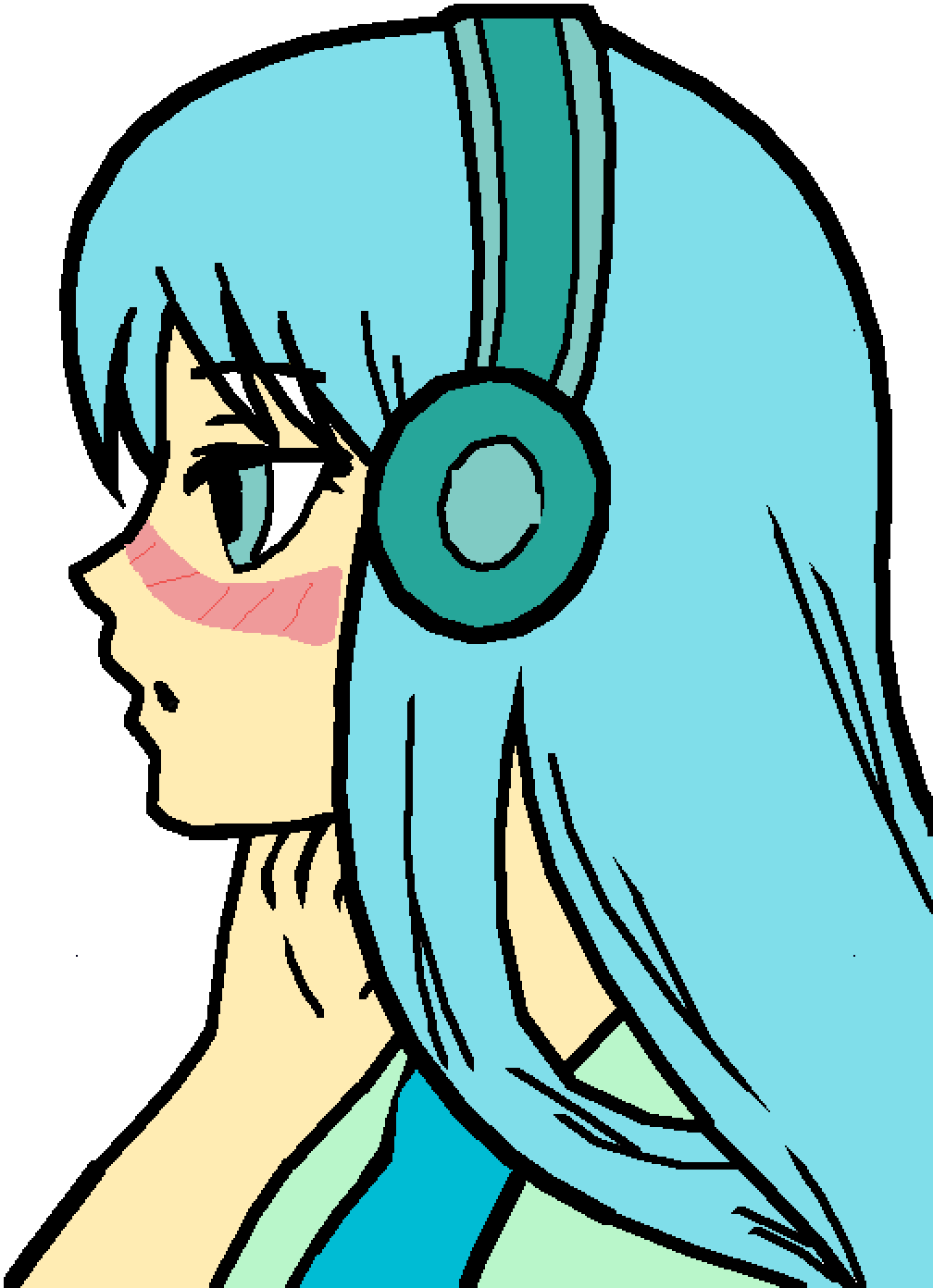 Blue Girl Credits To @beowulf77 - Drawing Anime Girl Easy Base (1008x1392), Png Download