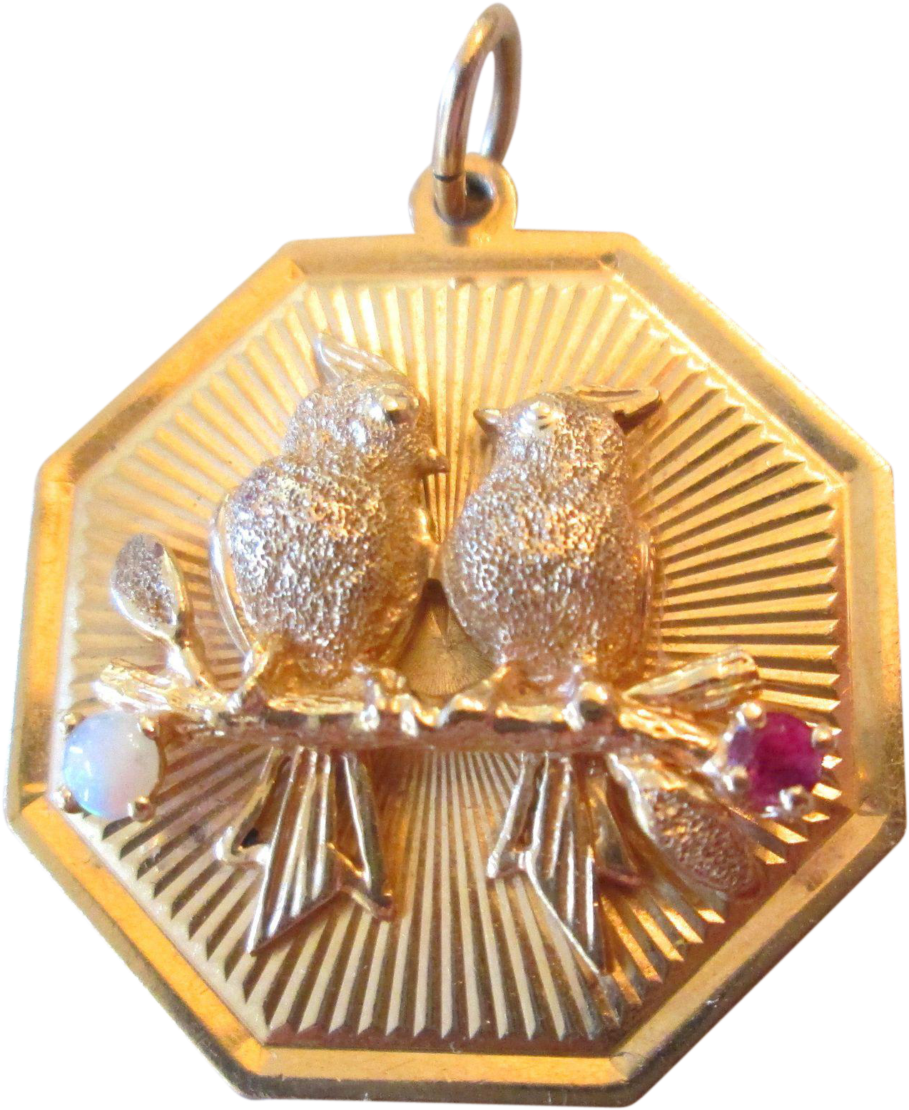 Rare Love Birds 14k Henry Dankner Charm Pendant Ruby - Locket (1555x1555), Png Download