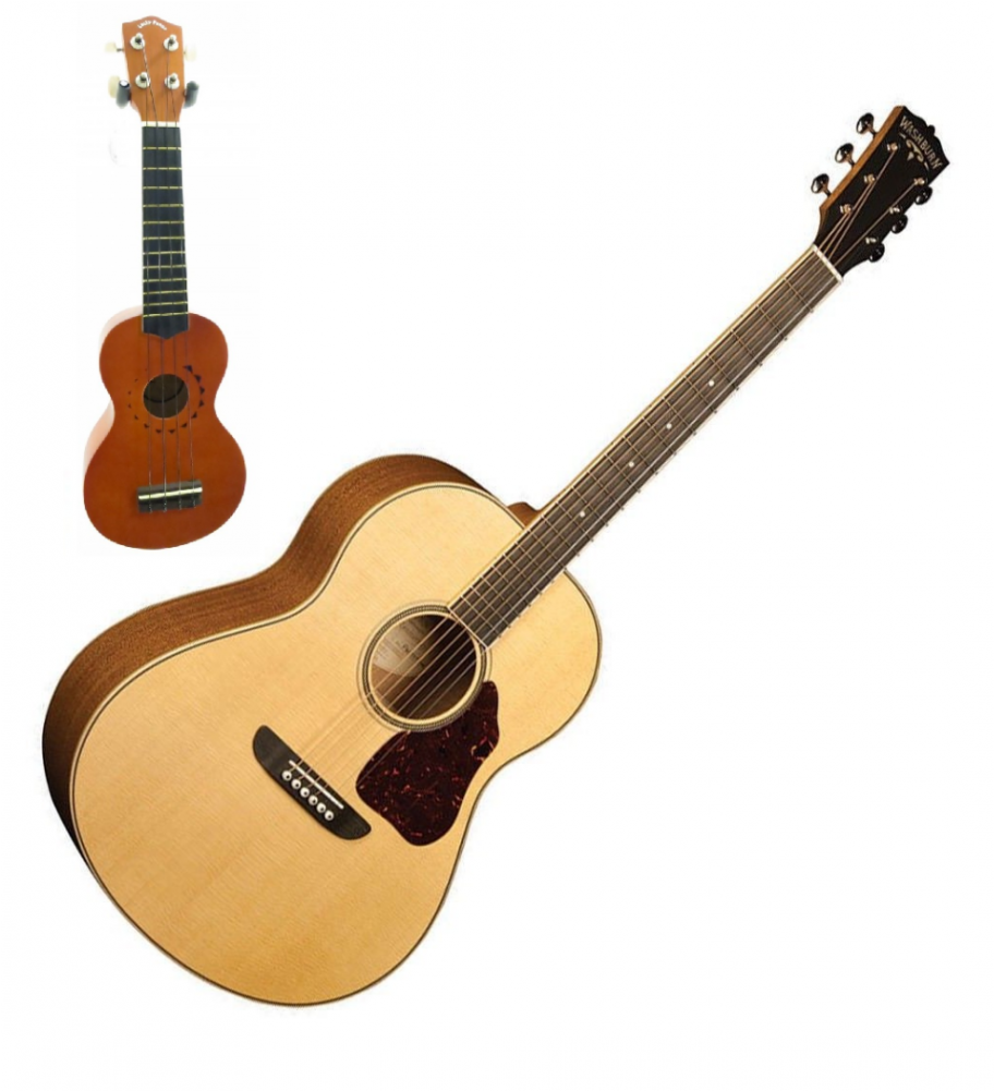 Limited Super Auditorium Acoustic Guitar & Ukulele - Lucky Penny Model Lp-us10 Tattoo Soprano Ukulele With (1400x1000), Png Download