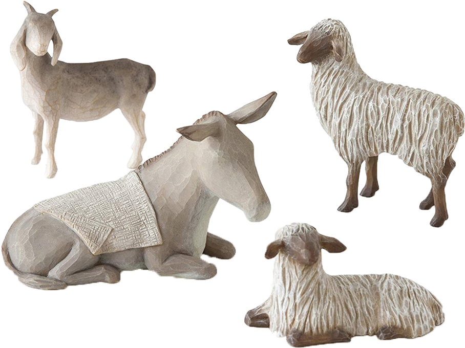 Willow Tree Nativity Sheltering Animals - Animales De Nacimiento Navideño (1000x1000), Png Download