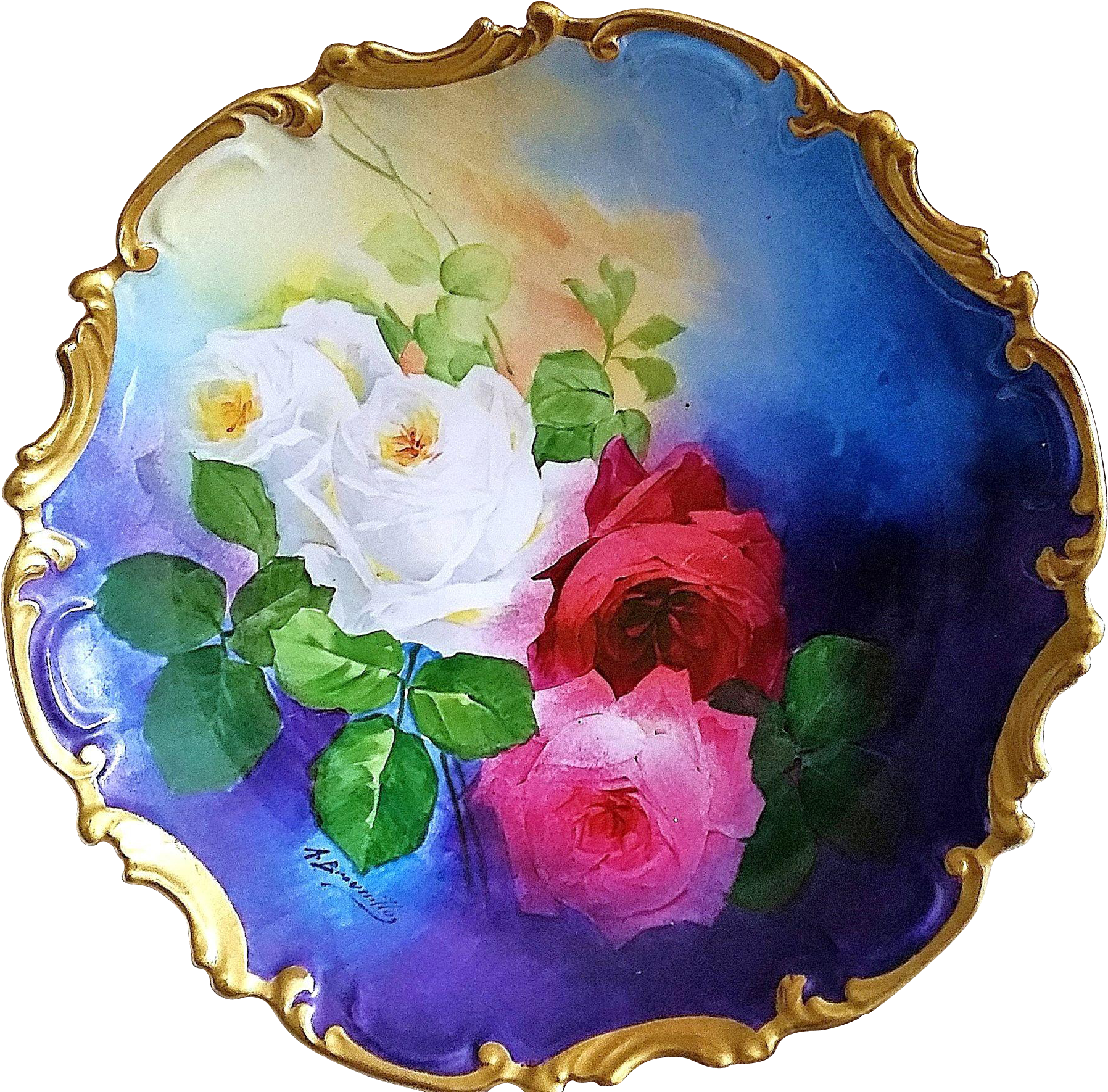 Spectacular Limoges France Coronet 1900's Hand Painted - Garden Roses (1795x1795), Png Download