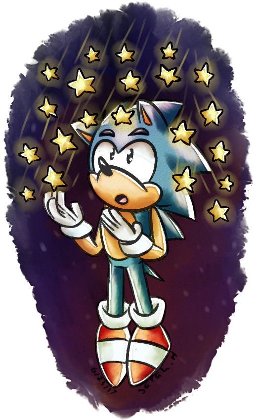 Sarah H's Art Sonic The Hedgehog Sonic Art Classic - Watercolor Painting (520x849), Png Download