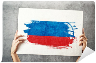Man Holding Banner With Russian Flag - Man With Germany Flag (400x400), Png Download