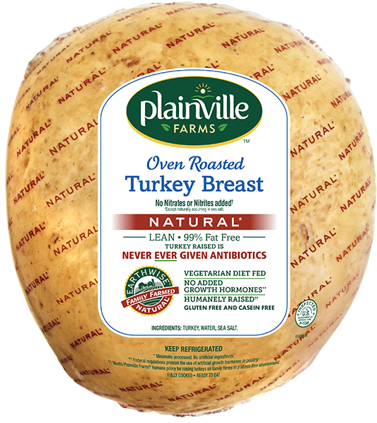 Natural* Oven Roasted Turkey Breast - Plainville Farms Burgers, Turkey, 94% Lean/6% Fat, (600x600), Png Download