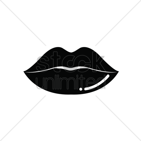 Black And White Lips Vector Png Clipart Clip Art - Black And White Lips Vector Png (600x600), Png Download