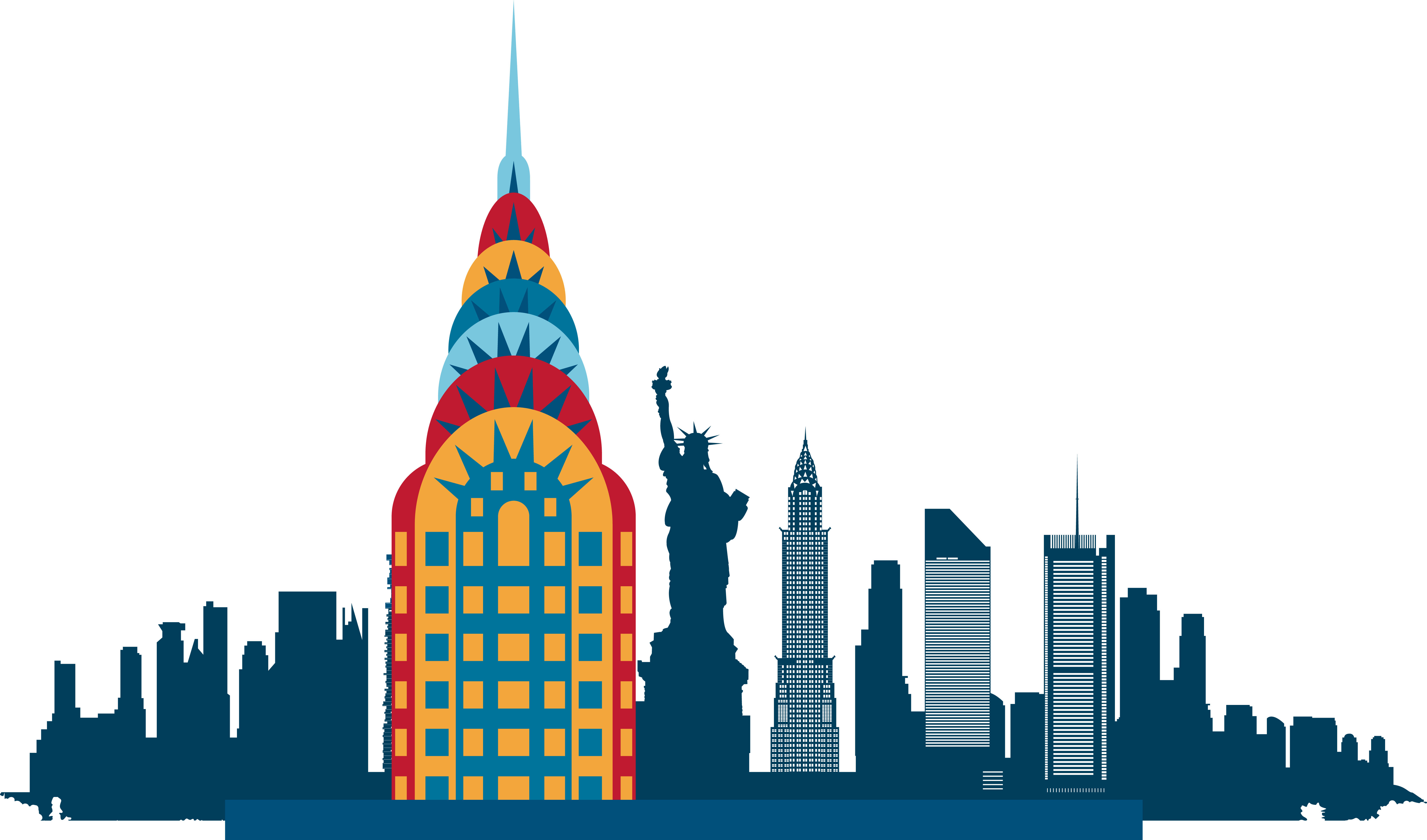 New York City Skyline Silhouette Illustration - Skyline Silhouette Png (5926x3489), Png Download