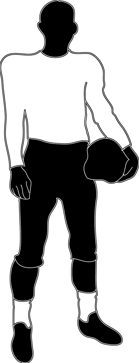 Football Player Silhouette Helmet Hand - Silhouette (452x1181), Png Download