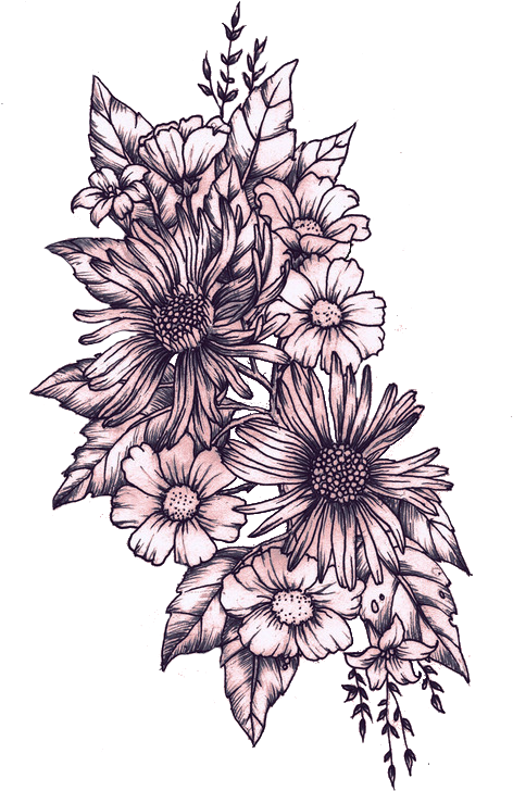 Flowers, Overlay, And Png Image - Sunflower And Daisy Tattoo (490x750), Png Download