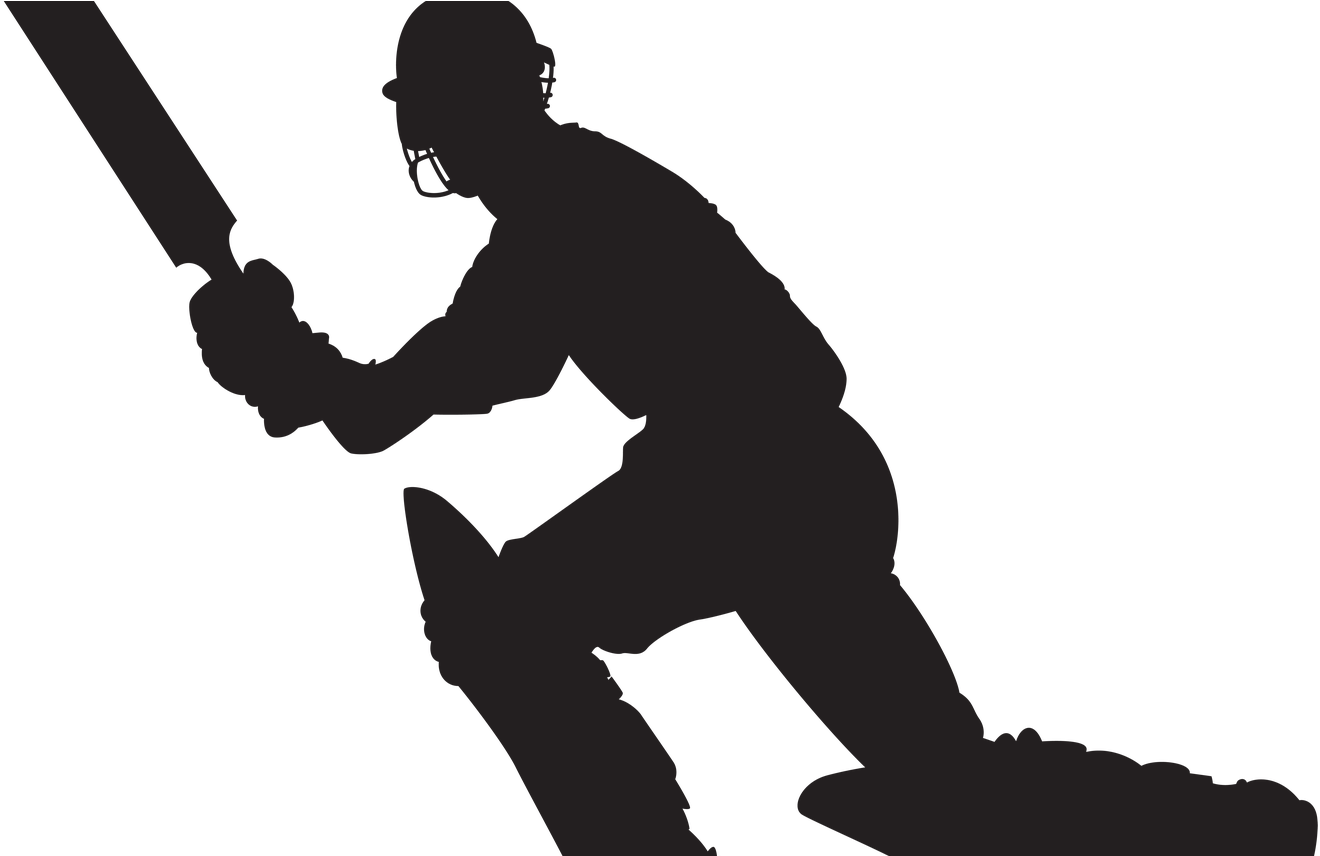 Cricket Player Silhouette Png Clip Art Image Gallery - Cricket Batsman Clipart Png (1368x855), Png Download