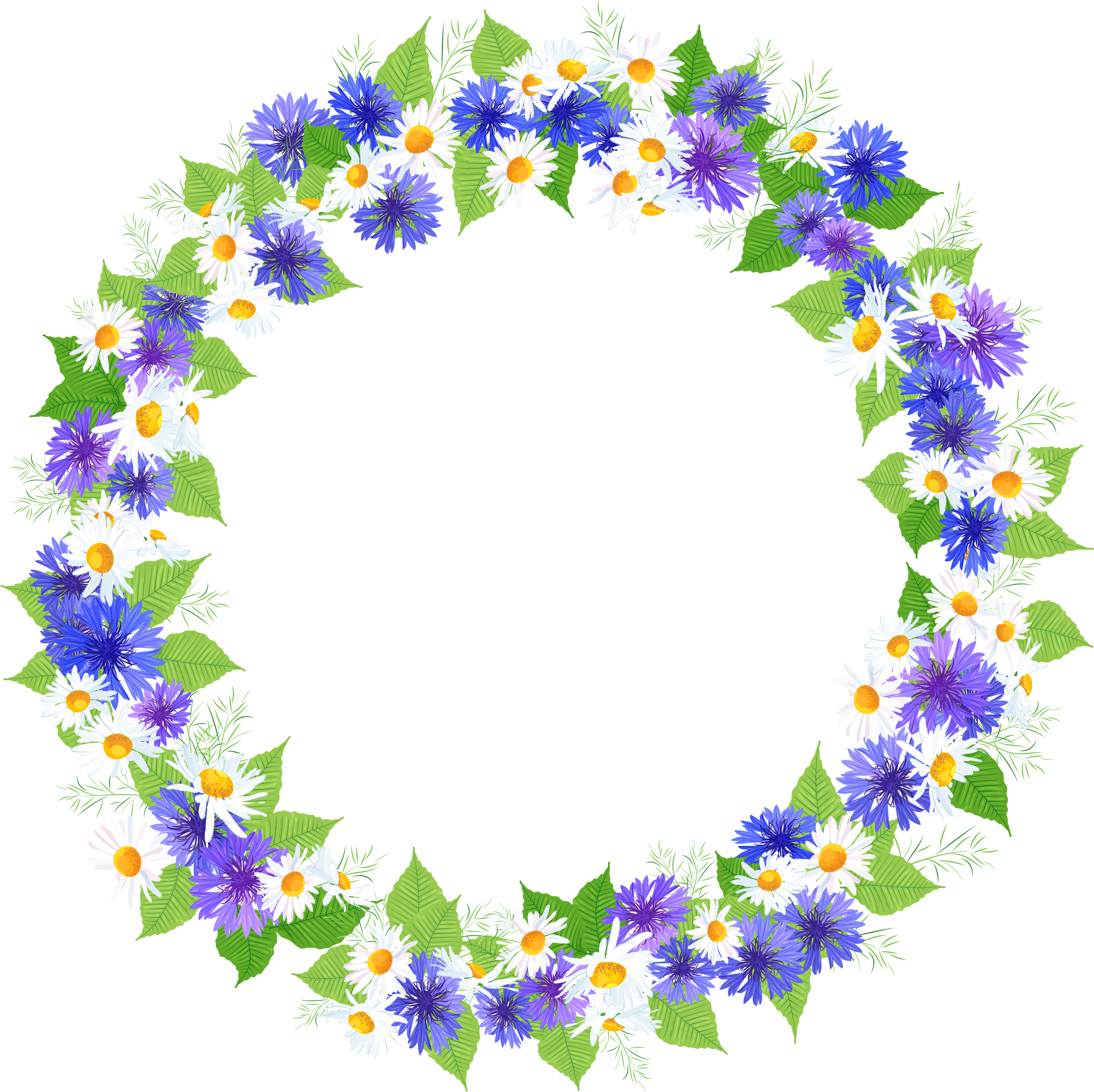 Floral Round Decoration Png Clipart Image - Cartoon Flower Garland (5156x5098), Png Download