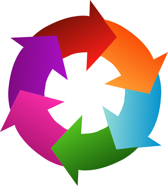 Circulet Clipart - 6 Arrows In A Circle (540x599), Png Download