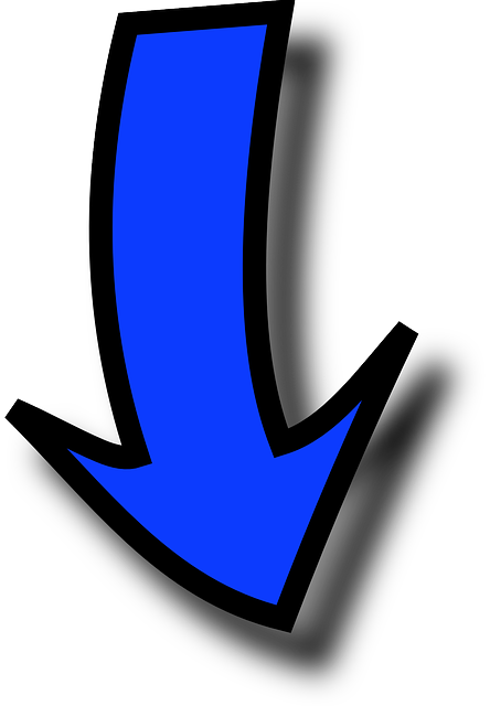 Blue, Arrow, Circle, Down, Direction, Free, Arrows - Arrows With Transparent Backgrounds (444x640), Png Download