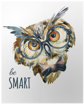 Owl In Glasses (400x400), Png Download