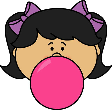 Girl Blowing Bubblegum Bubble Clip Art - Blowing Bubble Gum Clipart (450x443), Png Download