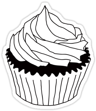 Cupcake Clipart Black And White - Transparent Background Cake Clipart Black And White (375x360), Png Download