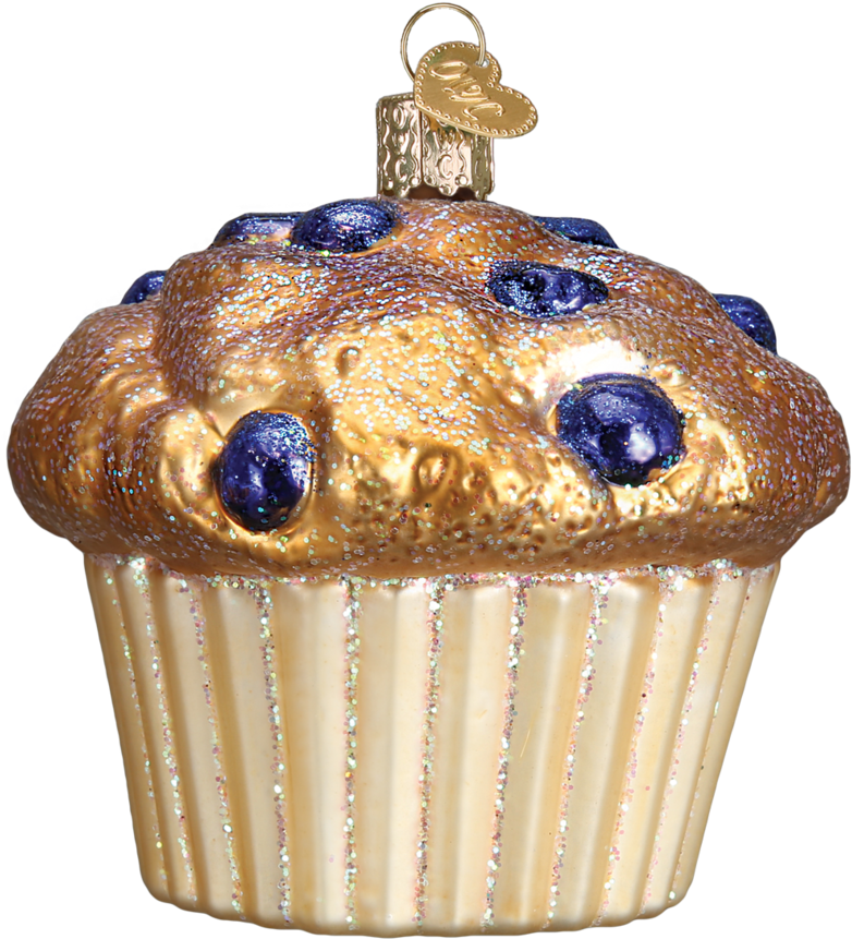 Old World Christmas Blueberry Muffin Glass Ornament (950x950), Png Download