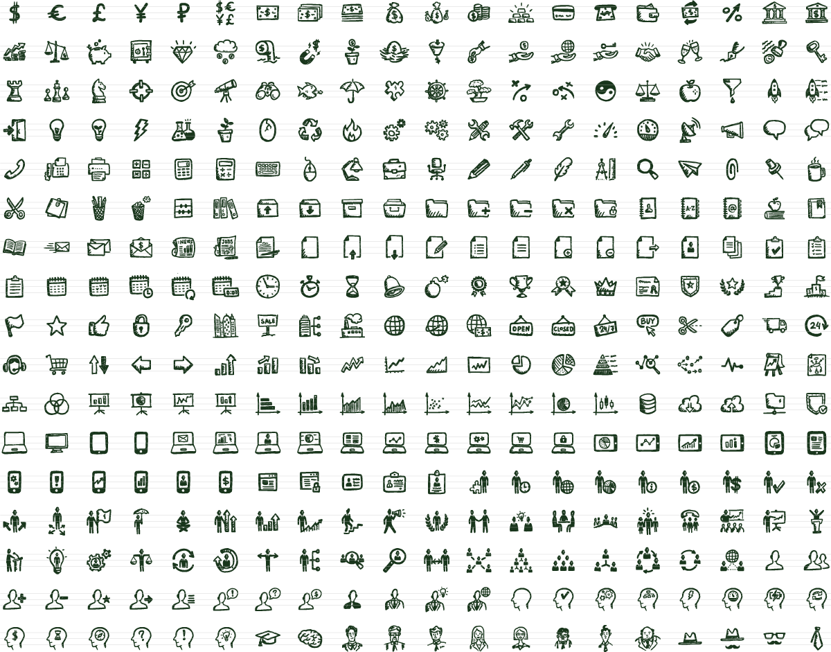 340 Hand-drawn Vector Office & Business Icons - Icons Free (1200x941), Png Download