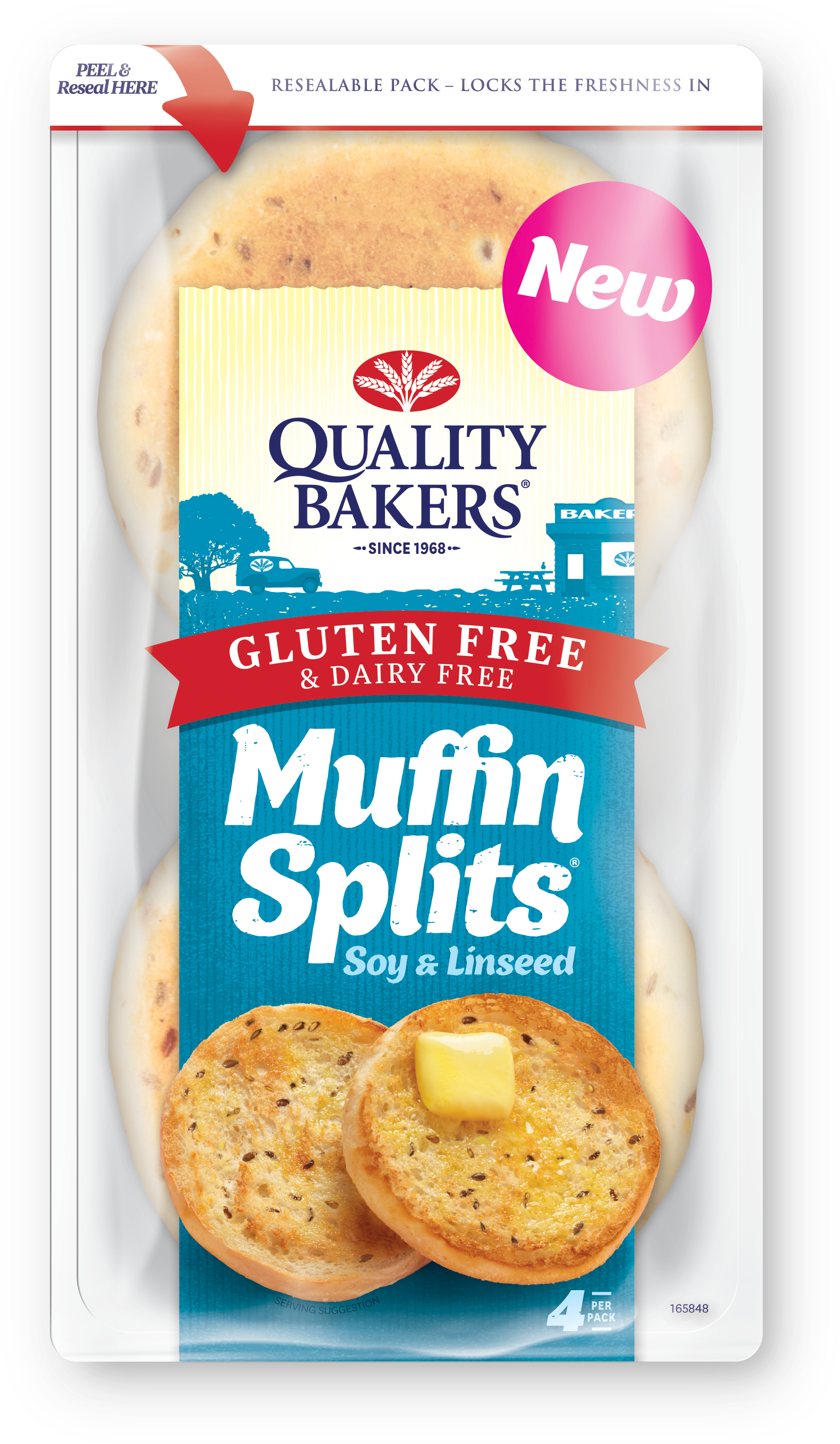 Gluten Free Soy And Linseed Muffin Splits - Quality Bakers Gluten Free Muffin Splits (2126x3189), Png Download