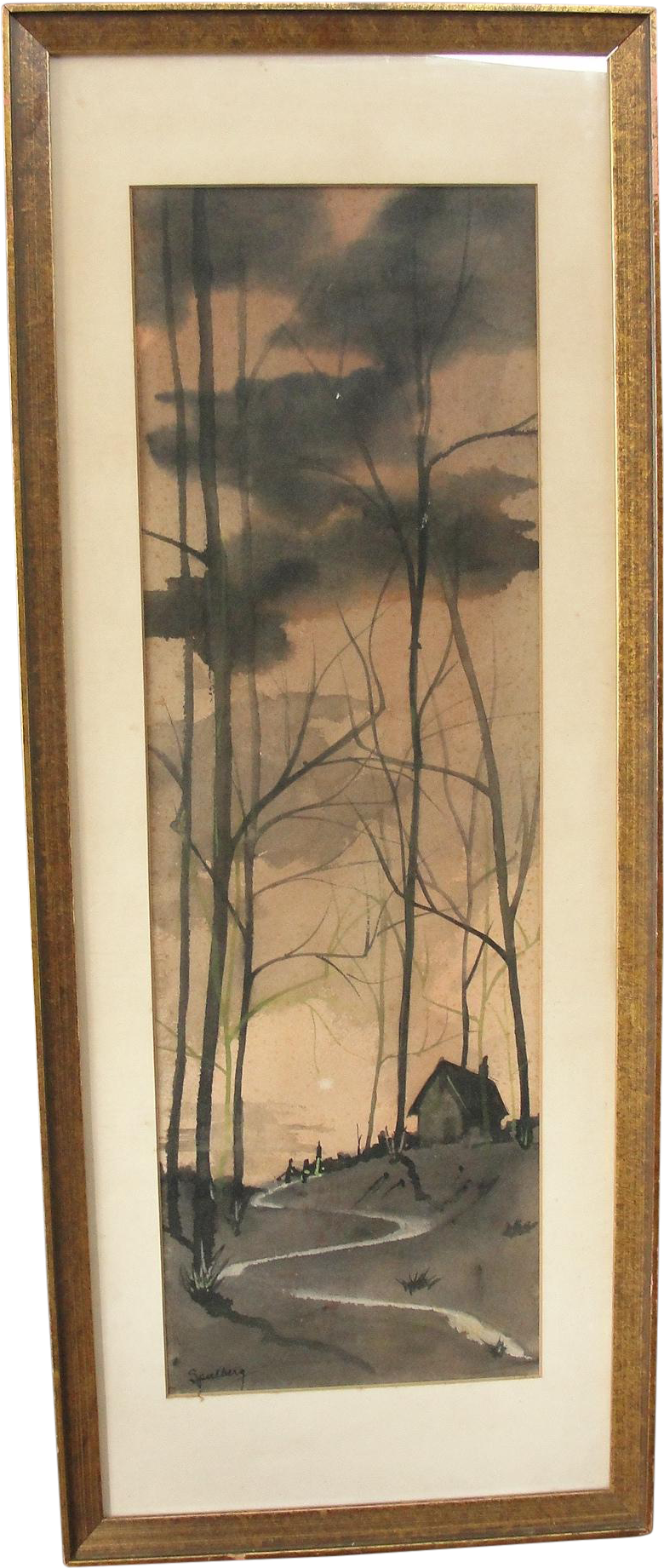 Vintage Landscape Watercolor Landscape Painting On - Landscape Painting (866x2044), Png Download