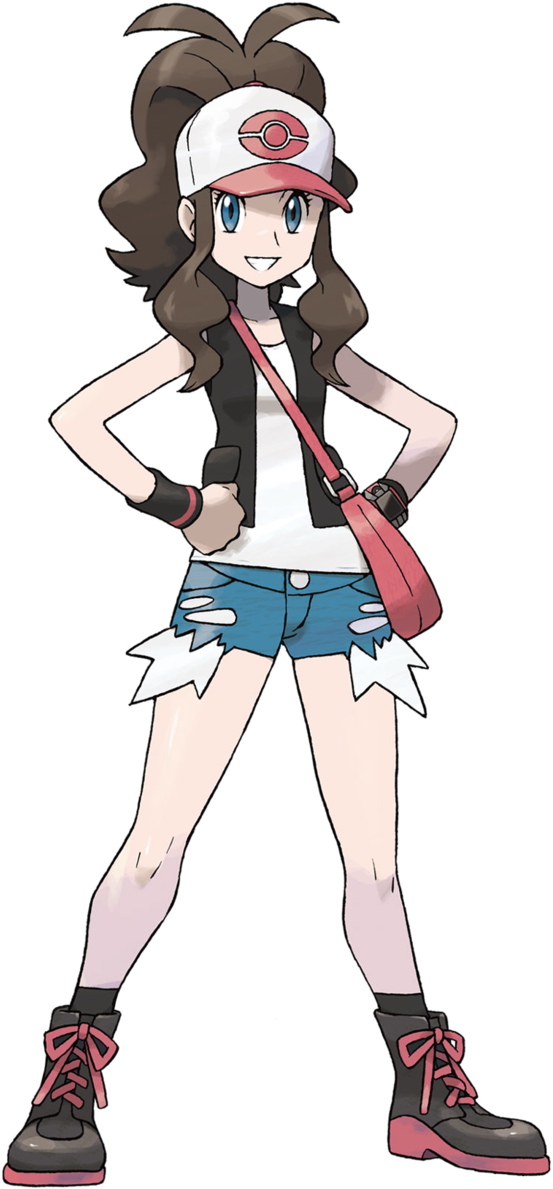 Black And White Trainer Girl - Hilda Pokemon (584x1204), Png Download