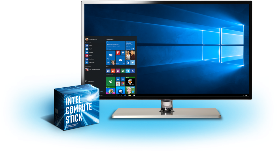 Intel Compute Stick Pc Pop It Out Of The Box - Asus Vivo Stick Pc Ts 10 (1072x600), Png Download
